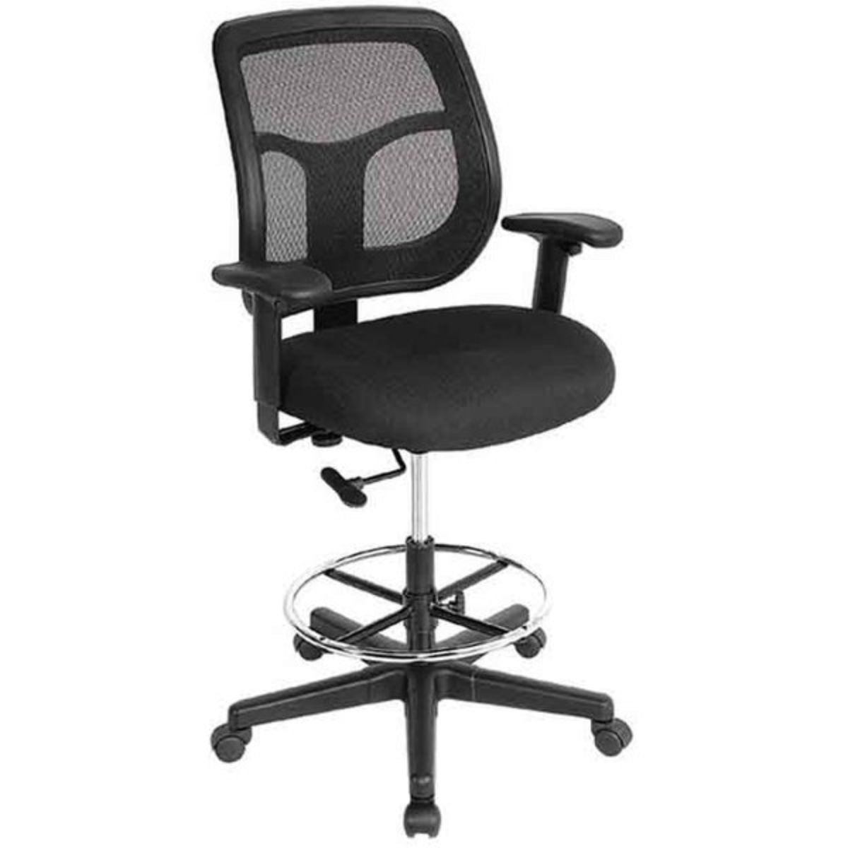 Black Mesh Fabric Drafting Stool By Homeroots | Office Chairs | Modishstore