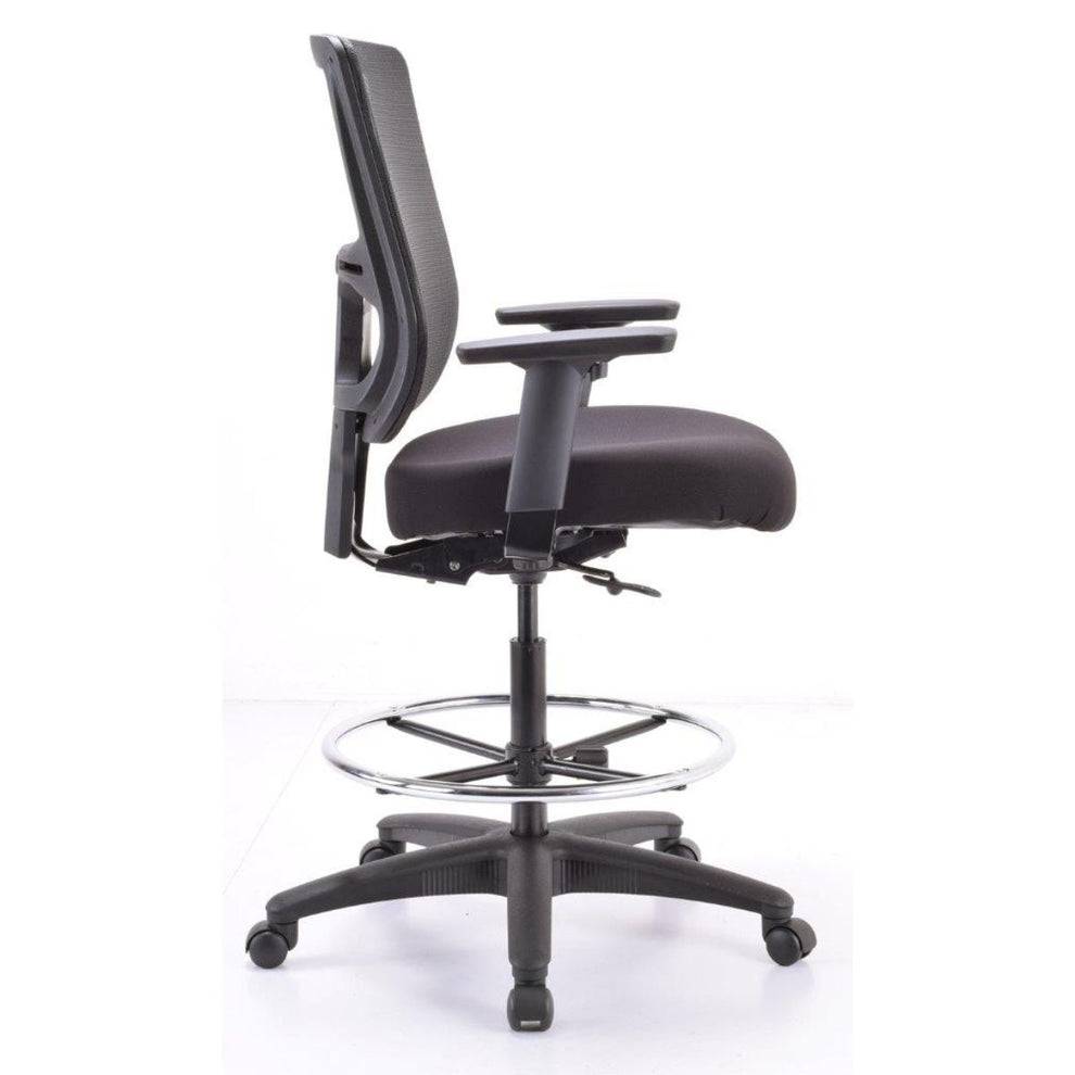 Black Mesh Fabric Etended Height Stool By Homeroots | Office Chairs | Modishstore - 3