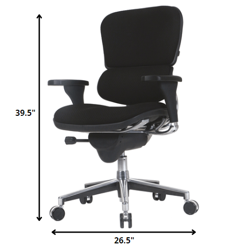 Black Fabric Chair By Homeroots - 372353 | Office Chairs | Modishstore - 2