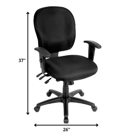 Black Fabric Chair By Homeroots - 372358 | Office Chairs | Modishstore - 2