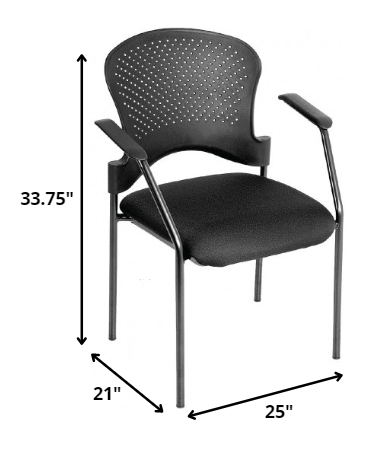 Black Frame Plastic / Fabric Guest Chair By Homeroots - 372368 | Office Chairs | Modishstore - 2