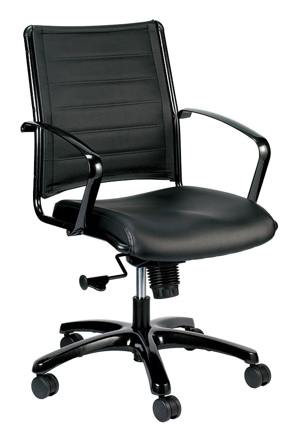 Black Leather Chair By Homeroots - 372374 | Office Chairs | Modishstore