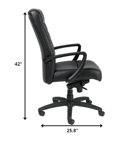 Black Leather Chair By Homeroots - 372375 | Office Chairs | Modishstore - 2