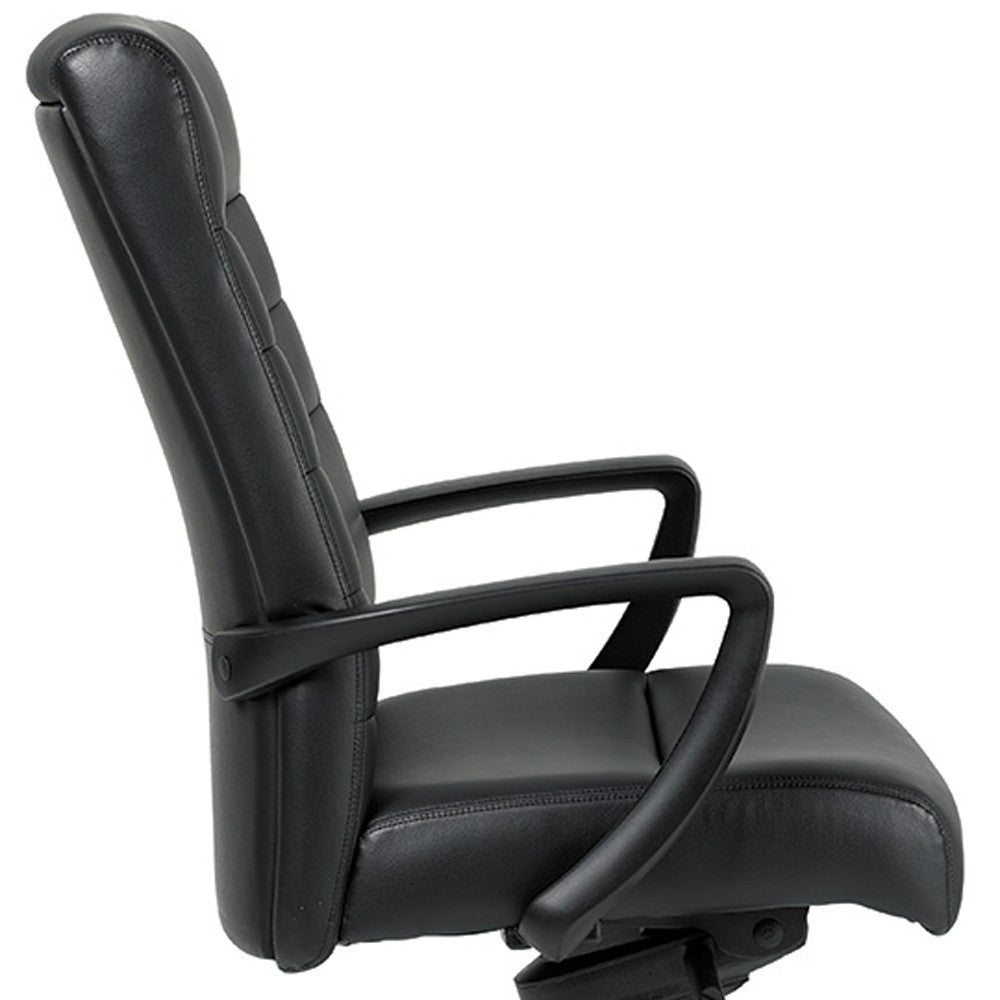 Black Leather Chair By Homeroots - 372375 | Office Chairs | Modishstore - 4