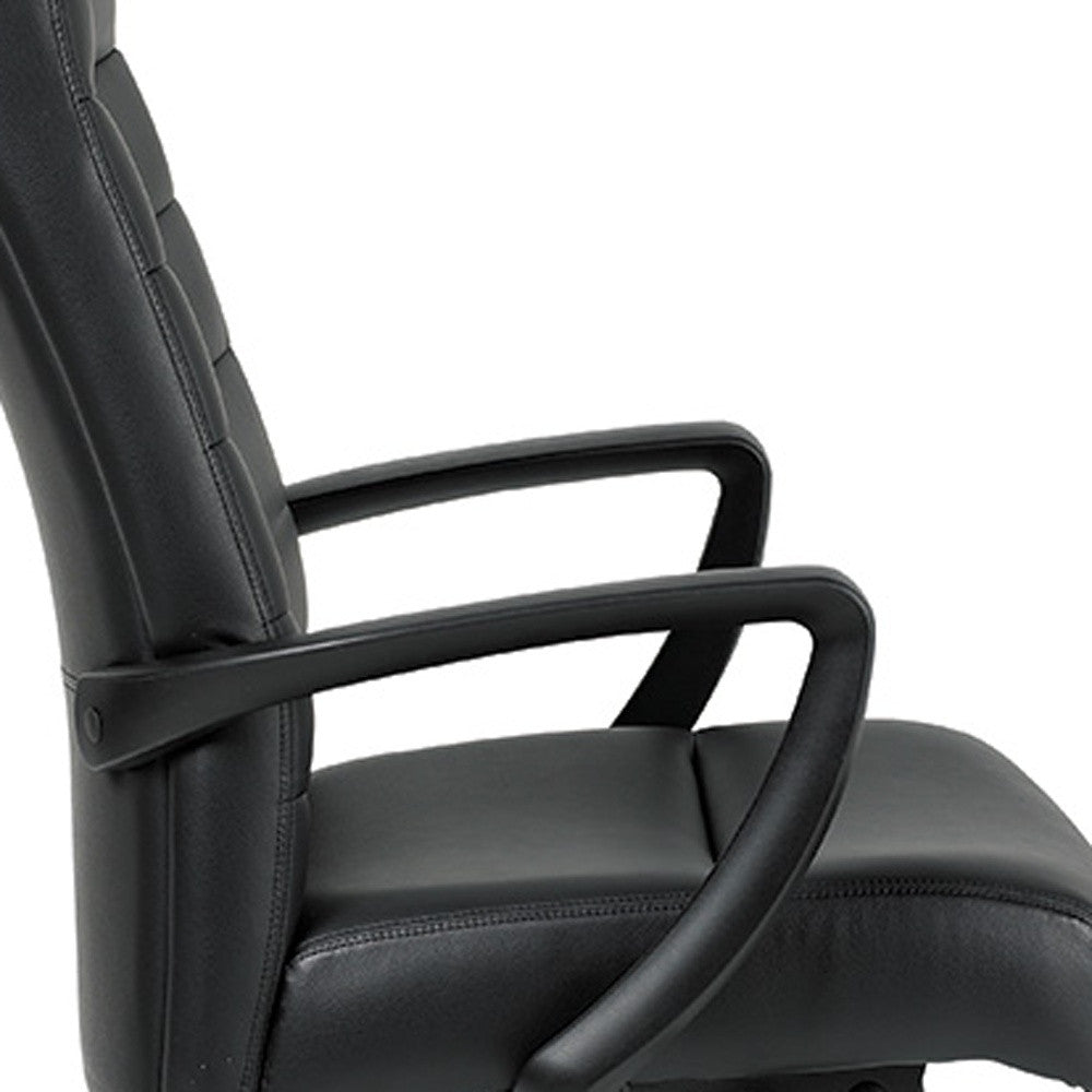 Black Leather Chair By Homeroots - 372375 | Office Chairs | Modishstore - 5