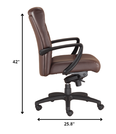 Black Leather Chair By Homeroots - 372375 | Office Chairs | Modishstore - 7