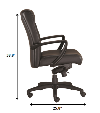 Black Leather Chair By Homeroots - 372378 | Office Chairs | Modishstore - 2