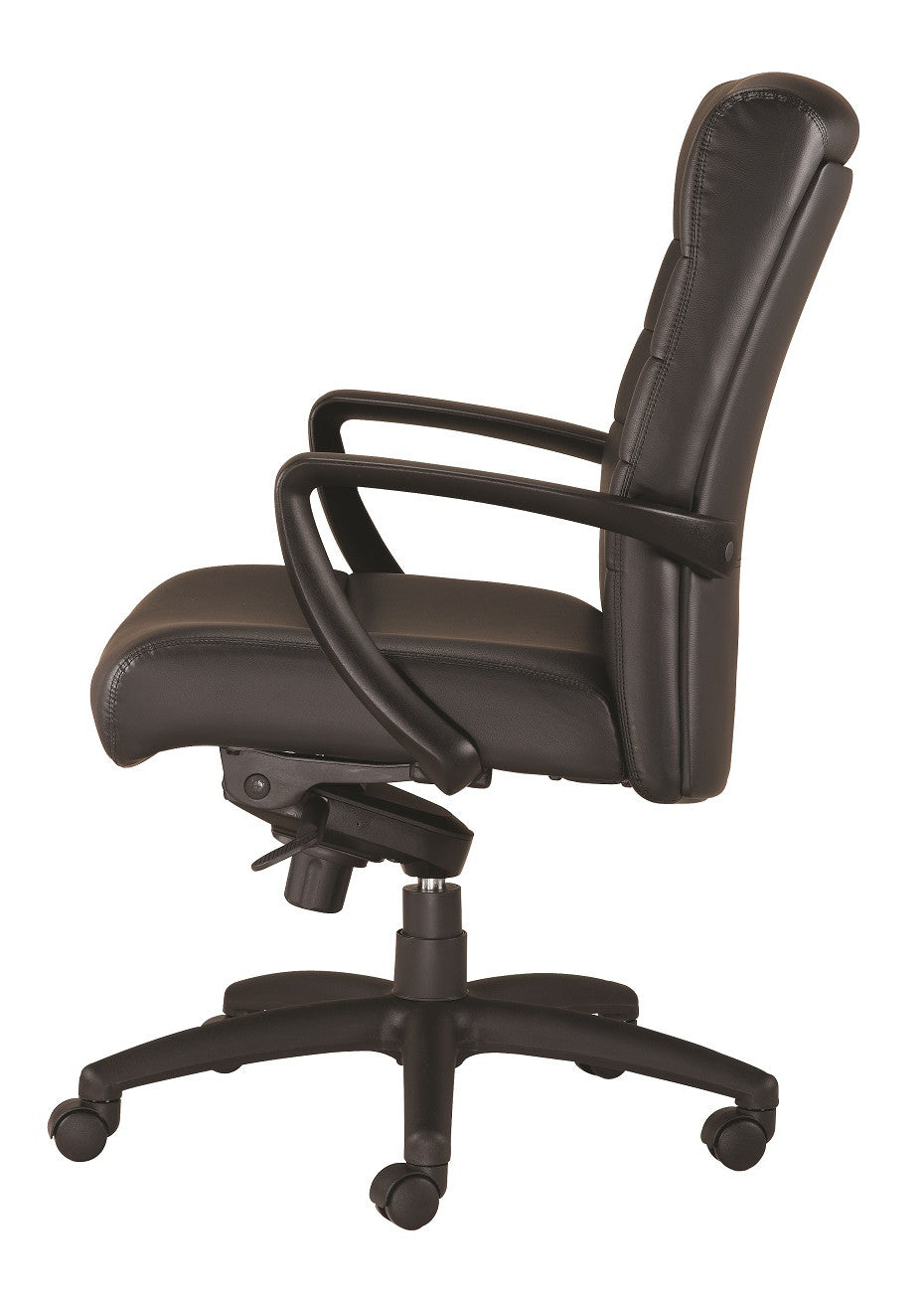 Black Leather Chair By Homeroots - 372378 | Office Chairs | Modishstore - 3