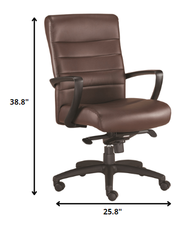 Black Leather Chair By Homeroots - 372378 | Office Chairs | Modishstore - 7