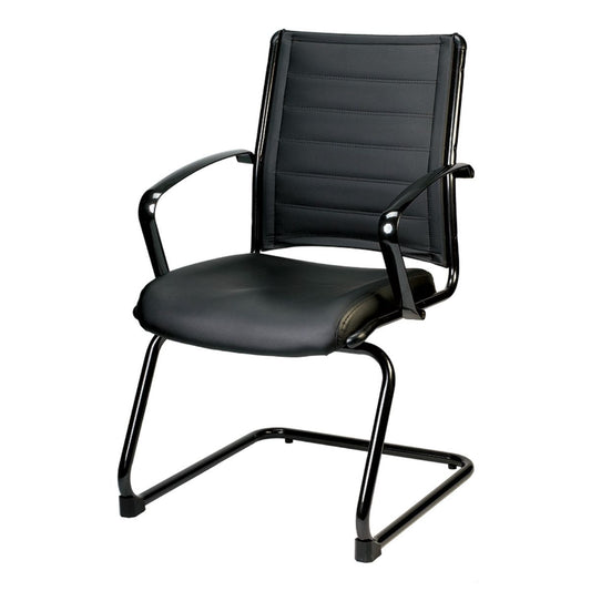 Black Leather Guest Chair By Homeroots - 372380 | Office Chairs | Modishstore