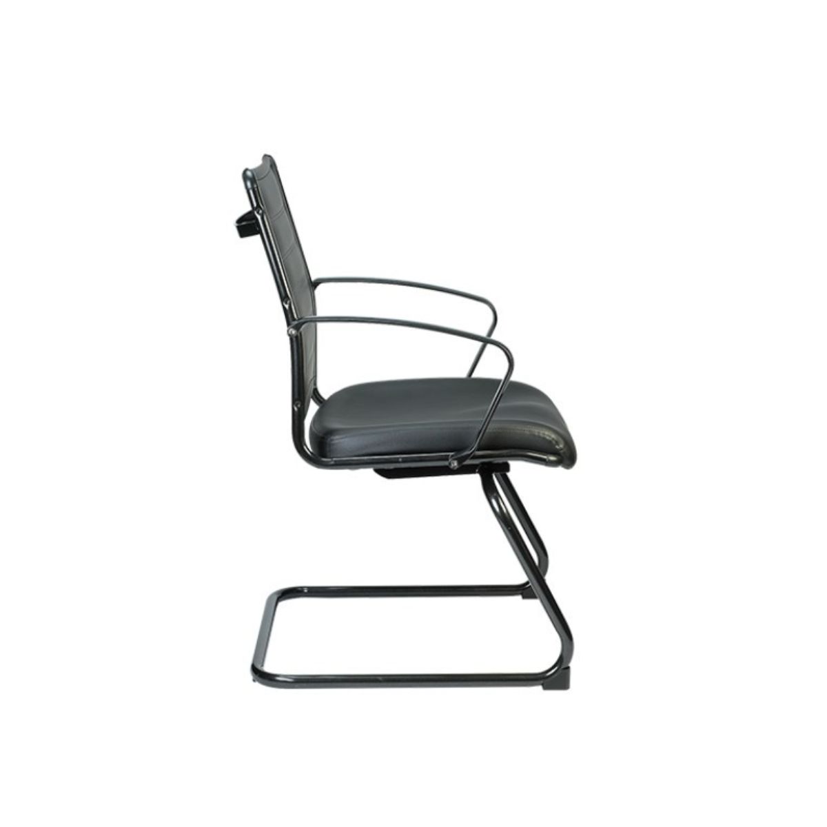 Black Leather Guest Chair By Homeroots - 372380 | Office Chairs | Modishstore - 3