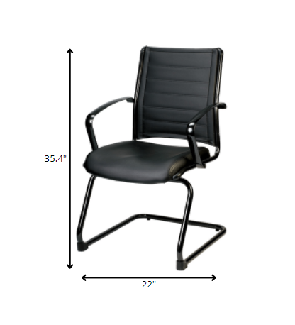 Black Leather Guest Chair By Homeroots - 372380 | Office Chairs | Modishstore - 5