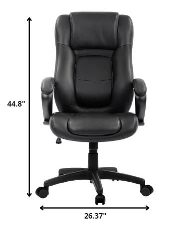 Black Leather Chair By Homeroots - 372381 | Office Chairs | Modishstore - 2