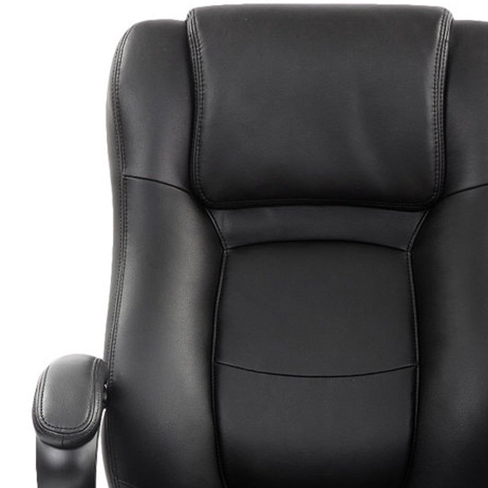Black Leather Chair By Homeroots - 372381 | Office Chairs | Modishstore - 3