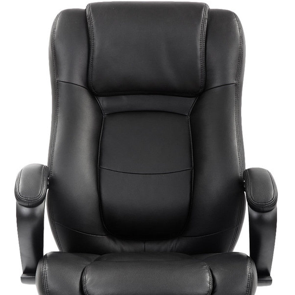 Black Leather Chair By Homeroots - 372381 | Office Chairs | Modishstore - 4
