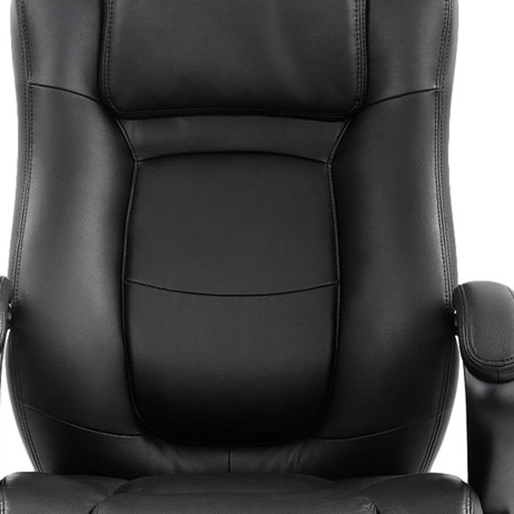 Black Leather Chair By Homeroots - 372381 | Office Chairs | Modishstore - 5