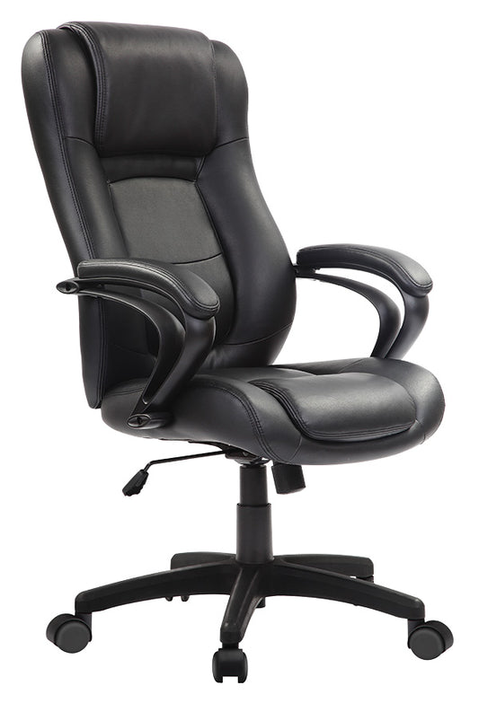 Black Leather Chair By Homeroots - 372382 | Office Chairs | Modishstore