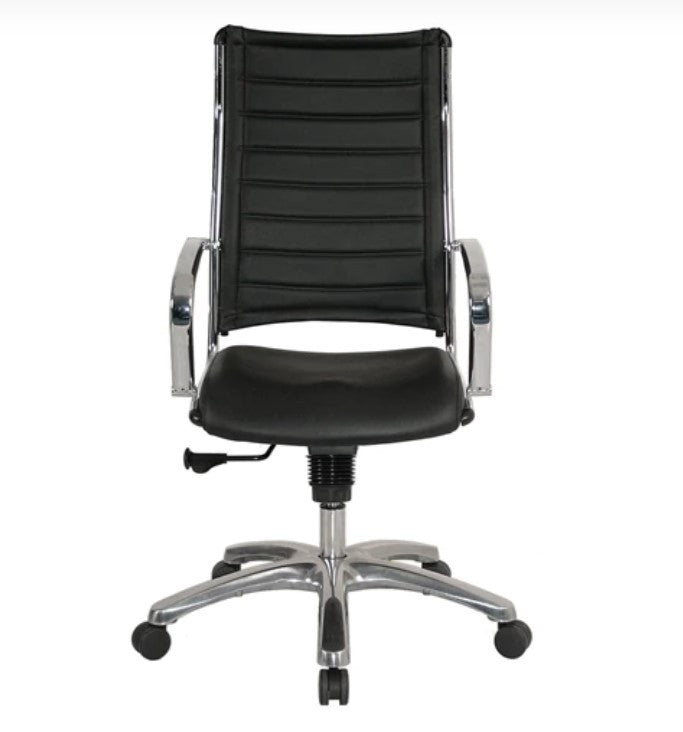 Black Leather Chair By Homeroots - 372383 | Office Chairs | Modishstore - 2