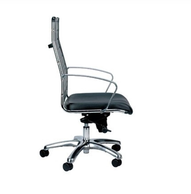 Black Leather Chair By Homeroots - 372383 | Office Chairs | Modishstore - 3