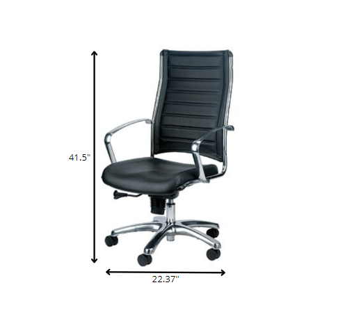 Black Leather Chair By Homeroots - 372383 | Office Chairs | Modishstore - 4