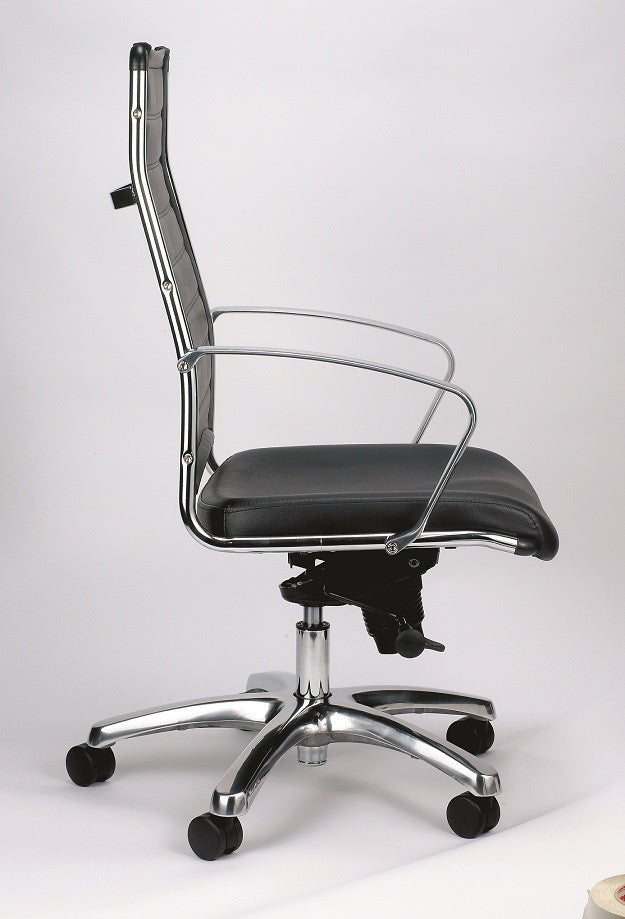Black Leather Chair By Homeroots - 372384 | Office Chairs | Modishstore - 2