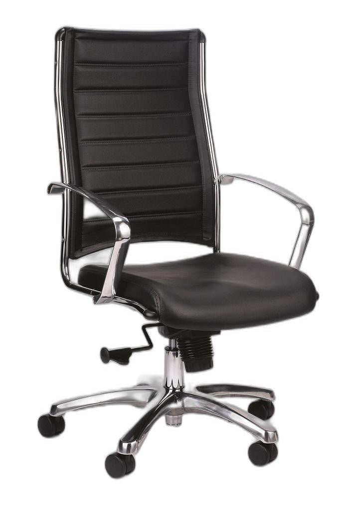 Black Leather Chair By Homeroots - 372384 | Office Chairs | Modishstore - 3