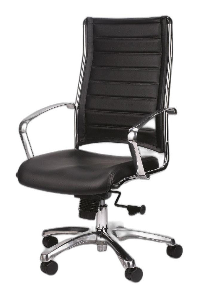 Black Leather Chair By Homeroots - 372384 | Office Chairs | Modishstore - 4