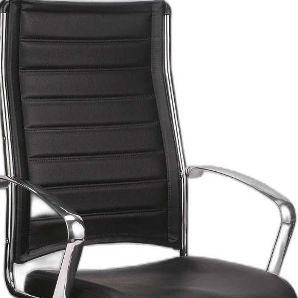 Black Leather Chair By Homeroots - 372384 | Office Chairs | Modishstore - 5
