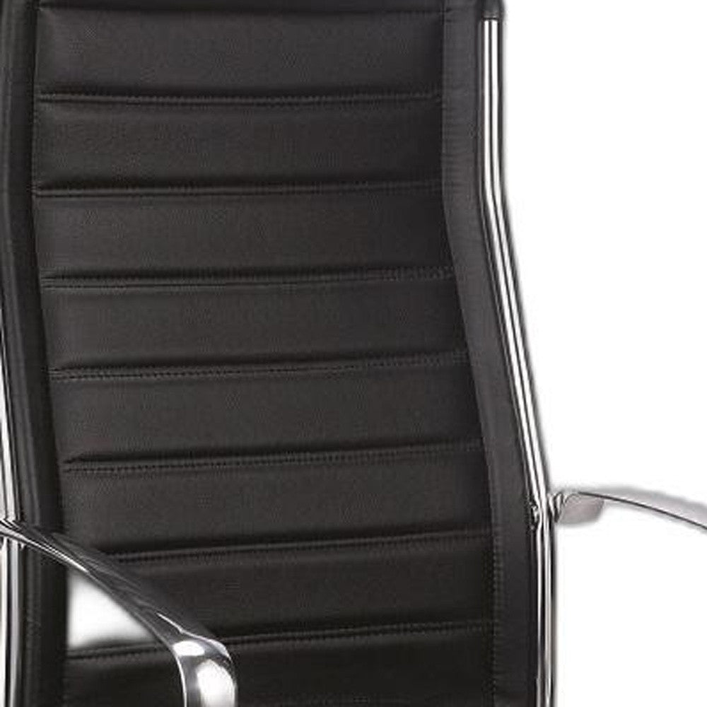 Black Leather Chair By Homeroots - 372384 | Office Chairs | Modishstore - 6
