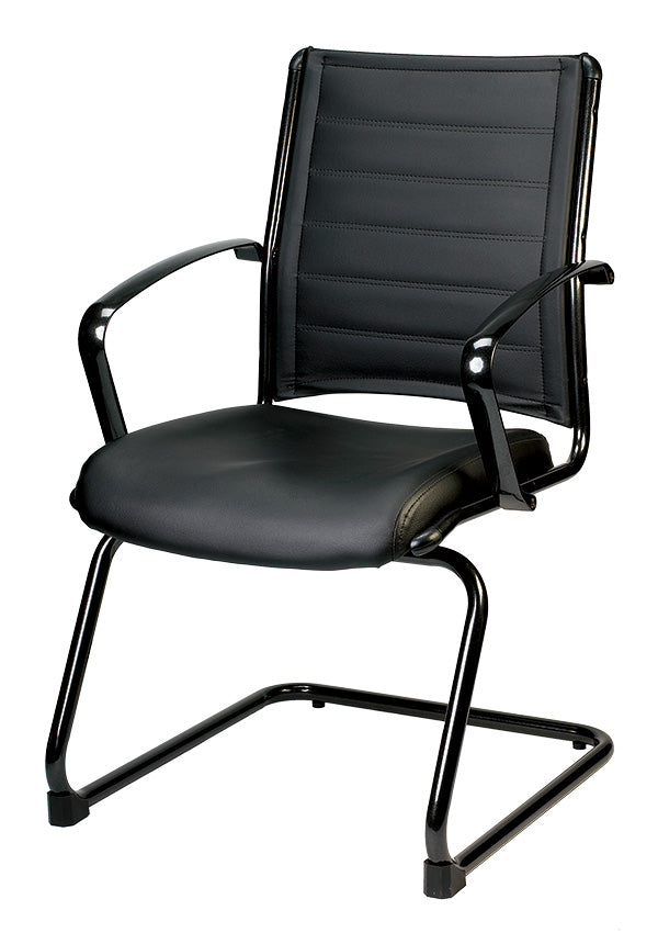Black Leather Guest Chair By Homeroots - 372385 | Office Chairs | Modishstore