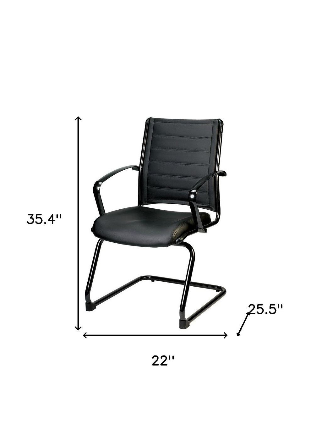 Black Leather Guest Chair By Homeroots - 372385 | Office Chairs | Modishstore - 2