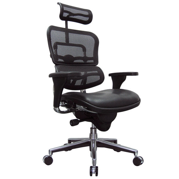 Black Leather / Mesh Chair By Homeroots - 372387 | Office Chairs | Modishstore