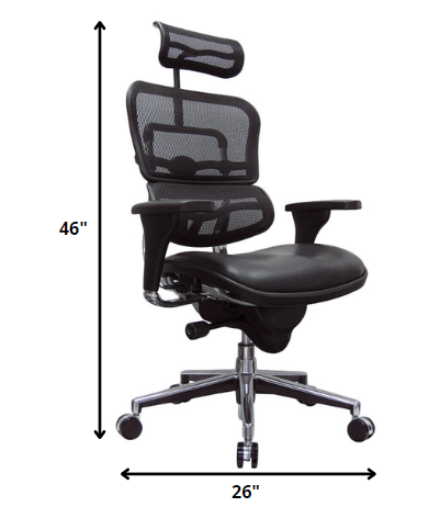 Black Leather / Mesh Chair By Homeroots - 372387 | Office Chairs | Modishstore - 2