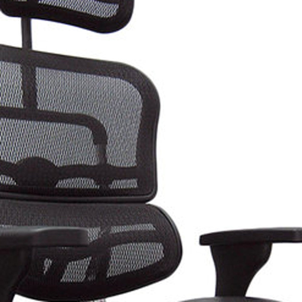 Black Leather / Mesh Chair By Homeroots - 372387 | Office Chairs | Modishstore - 3