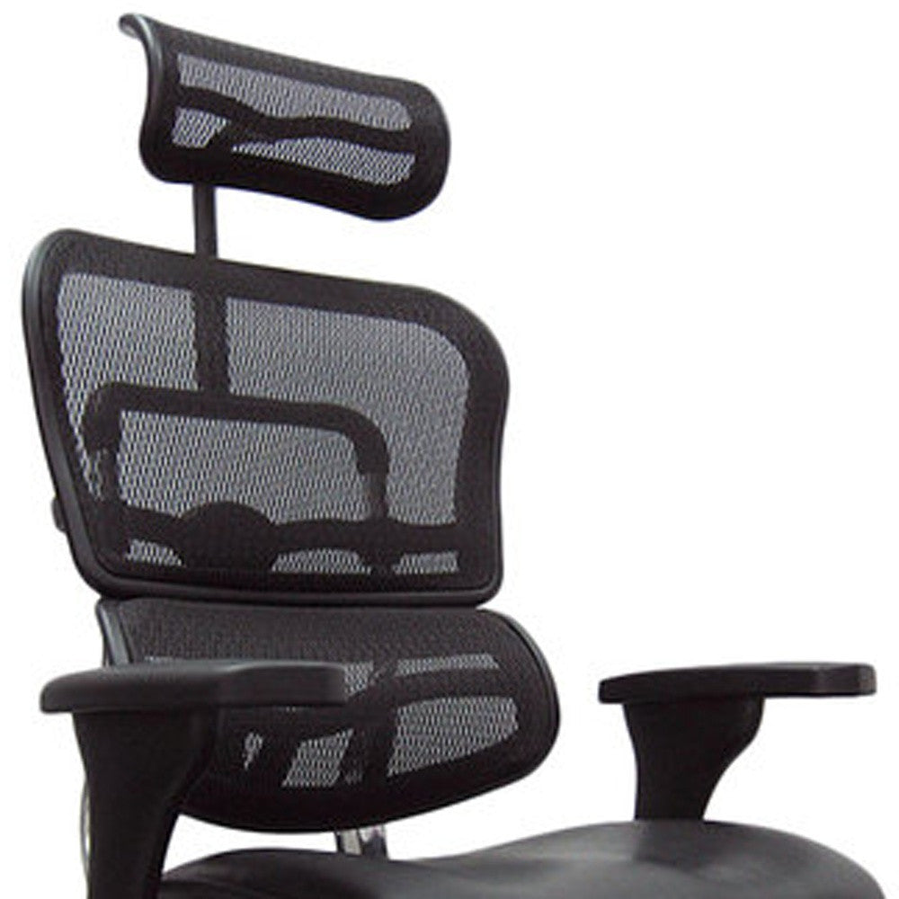 Black Leather / Mesh Chair By Homeroots - 372387 | Office Chairs | Modishstore - 4