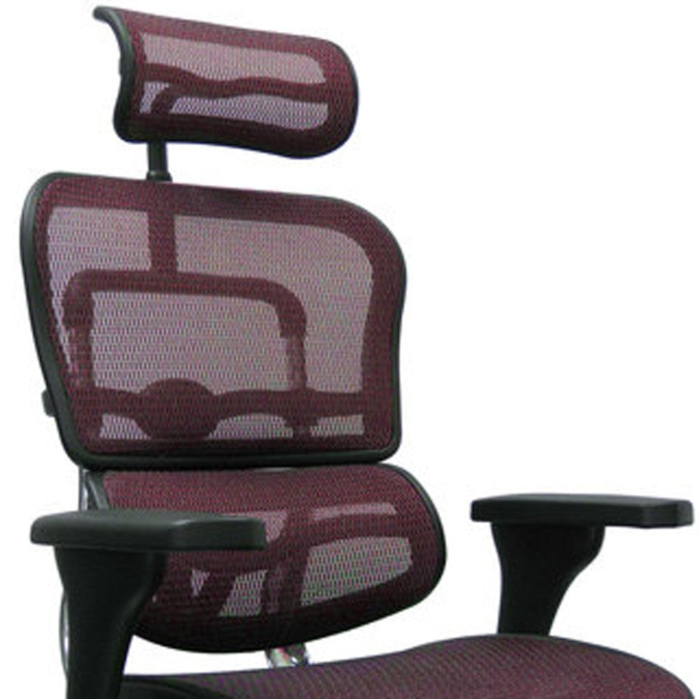 Plum Red Mesh Chair By Homeroots - 372392 | Office Chairs | Modishstore - 4