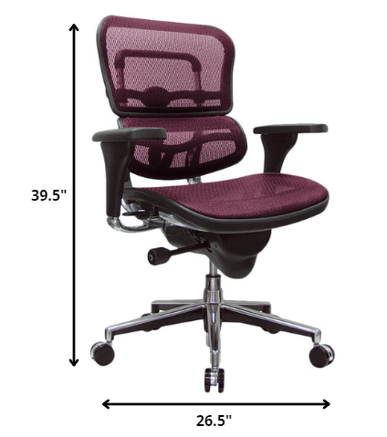 Plum Red Mesh Chair By Homeroots - 372398 | Office Chairs | Modishstore - 2