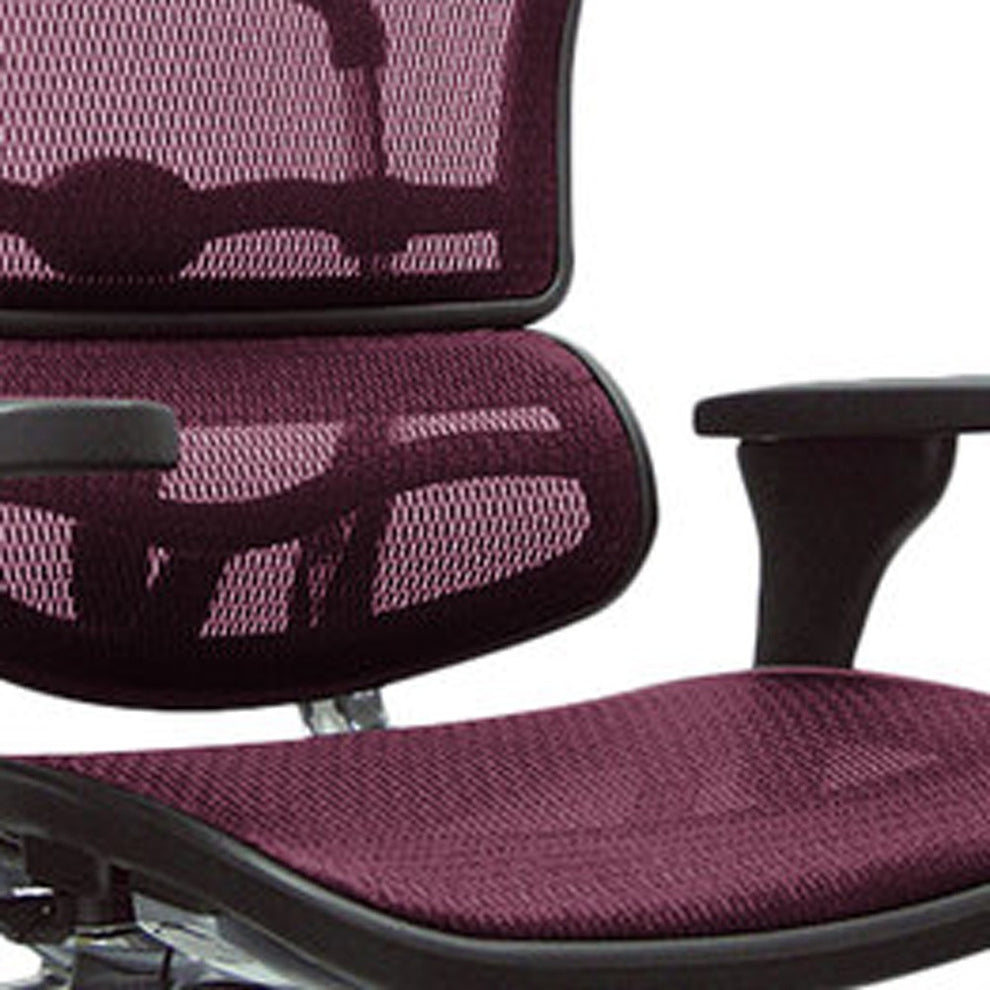 Plum Red Mesh Chair By Homeroots - 372398 | Office Chairs | Modishstore - 5