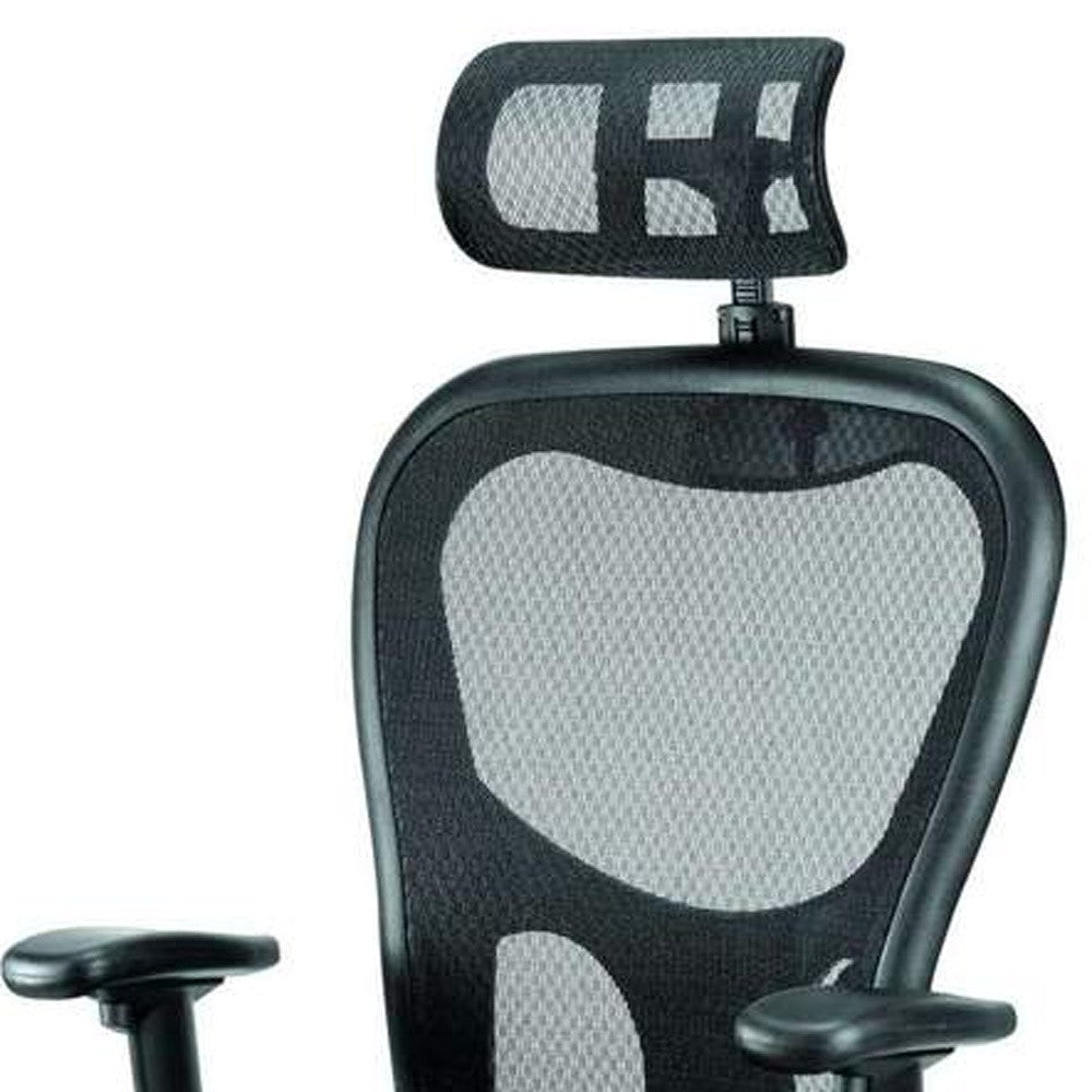Black Mesh Fabric Rolling Office Desk Chair By Homeroots | Office Chairs | Modishstore - 4