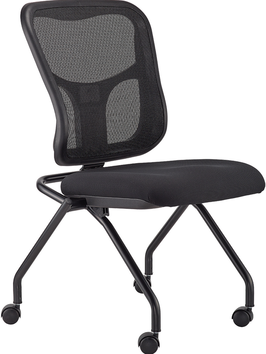Set of 2 Ergonomic Black Mesh Rolling Guest Chairs By Homeroots | Office Chairs | Modishstore