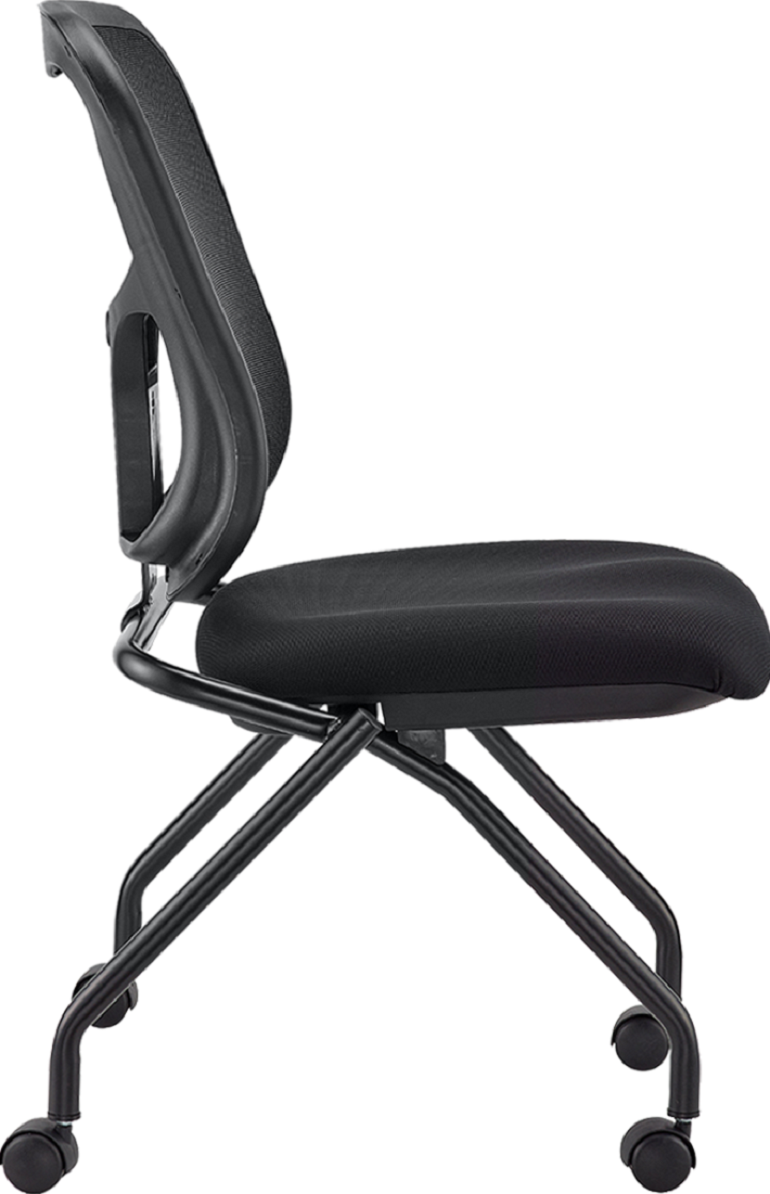 Set of 2 Ergonomic Black Mesh Rolling Guest Chairs By Homeroots | Office Chairs | Modishstore - 4