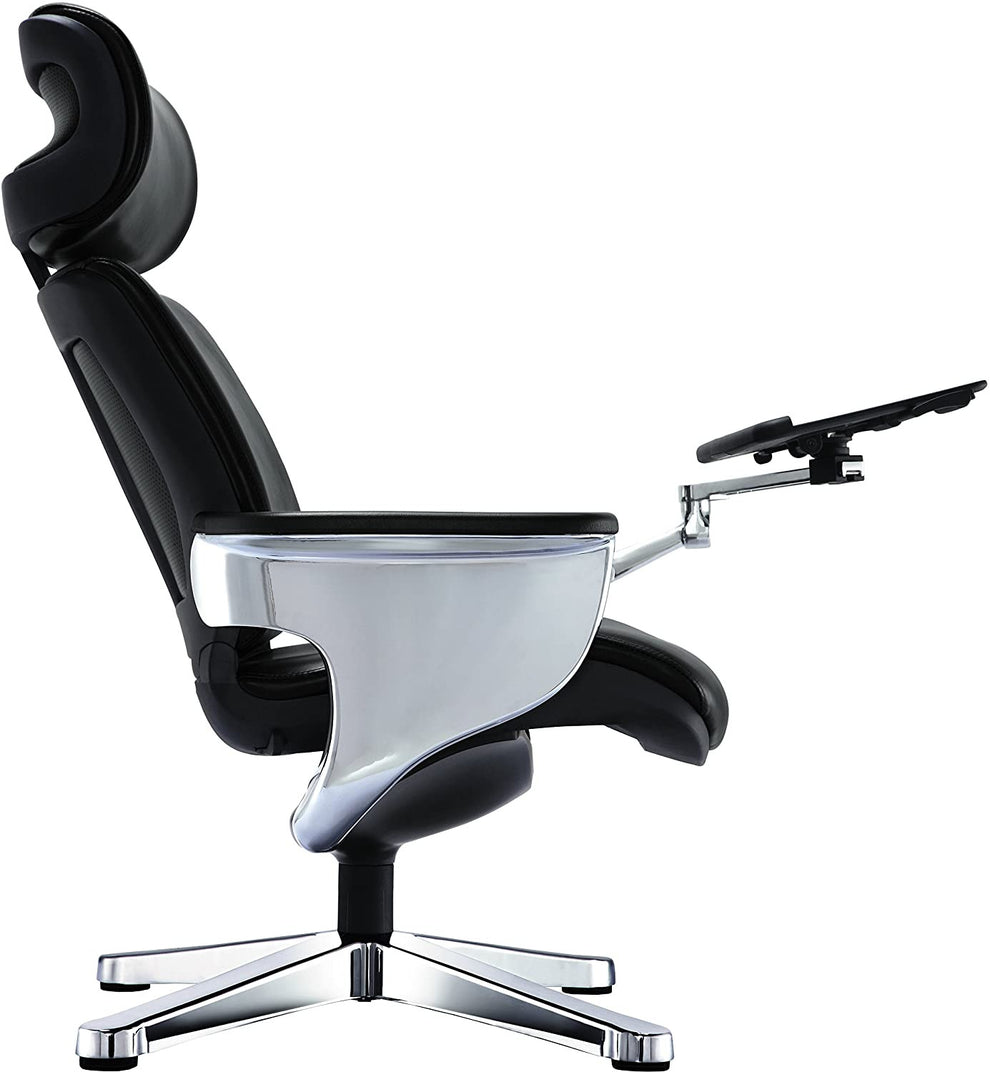 Black Leather Chair By Homeroots - 372428 | Office Chairs | Modishstore - 3
