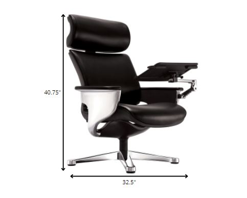 Black Leather Chair By Homeroots - 372428 | Office Chairs | Modishstore - 6