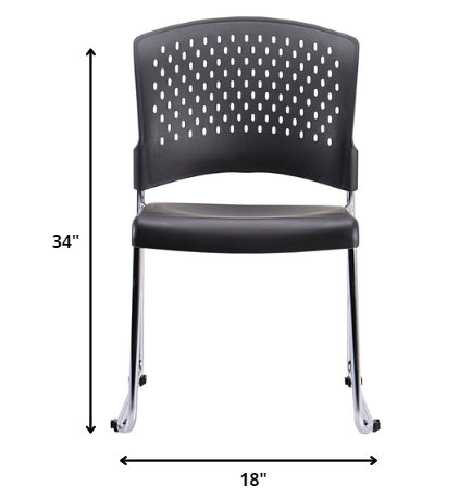 Set of 4 Black Professional Plastic Guest Chairs By Homeroots | Office Chairs | Modishstore - 2