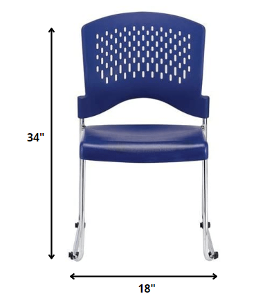 Set of 4 Navy Professional Plastic Guest Chairs By Homeroots | Office Chairs | Modishstore - 2