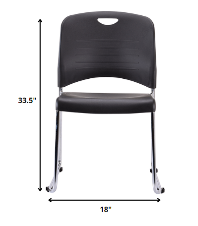 Professional Grade Set of 4 Black Plastic Guest Chairs By Homeroots | Office Chairs | Modishstore - 2