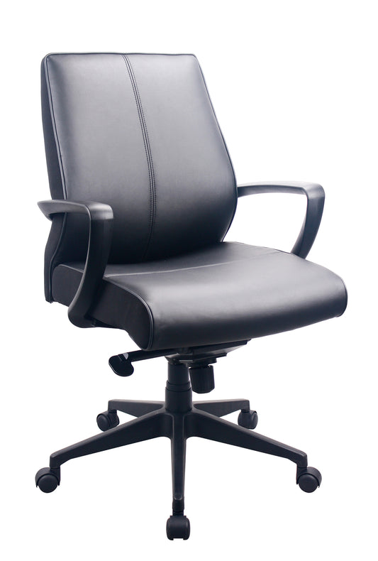 Black Leather Chair By Homeroots - 372455 | Office Chairs | Modishstore