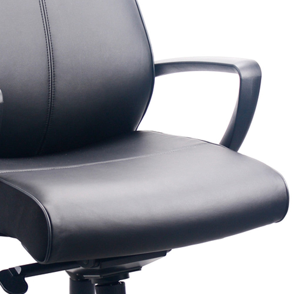 Black Leather Chair By Homeroots - 372455 | Office Chairs | Modishstore - 3