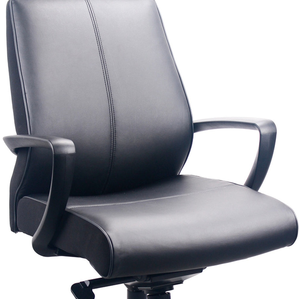Black Leather Chair By Homeroots - 372455 | Office Chairs | Modishstore - 4