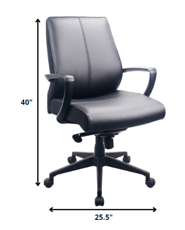 Black Leather Chair By Homeroots - 372456 | Office Chairs | Modishstore - 2